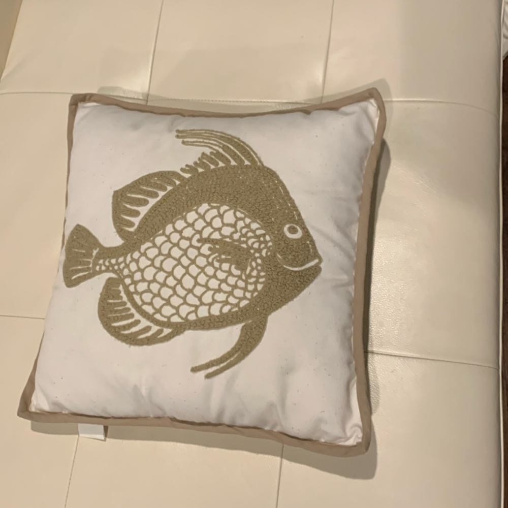 17”x17” fish throw pillow  - pottery barn